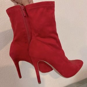 Red Sock bootie suede with 4 inch heel